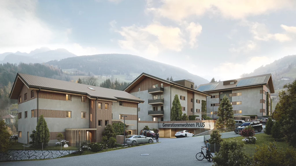 Visualisierung der Anlage Goldegg von vorne